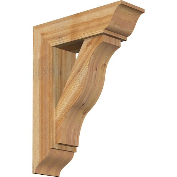 Ekena Millwork Funston Traditional Rough Sawn Bracket w/ Offset Brace, Western Red Cedar, 8"W x 26"D x 34"H BKT0806X26X34FST01RWR - main
